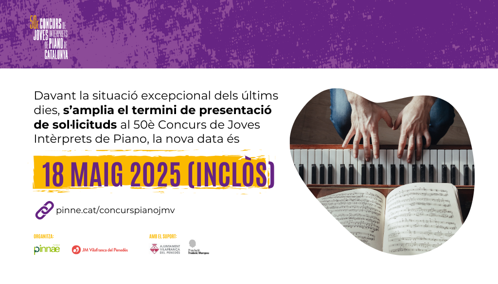 Nou termini d’inscripció al 50è Concurs de Joves Intèrprets de Piano