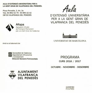 Portada programa 1t trimestre Aula d'Extensió Universitària de la Gent Gran
