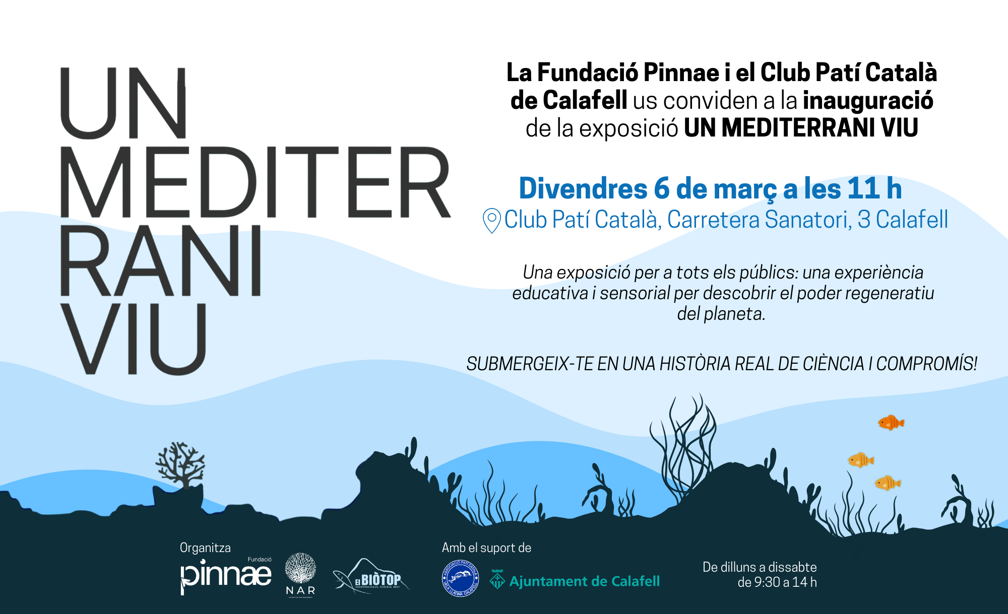 invitació a inauguració de l'exposició un mediterrani viu de Calafell.